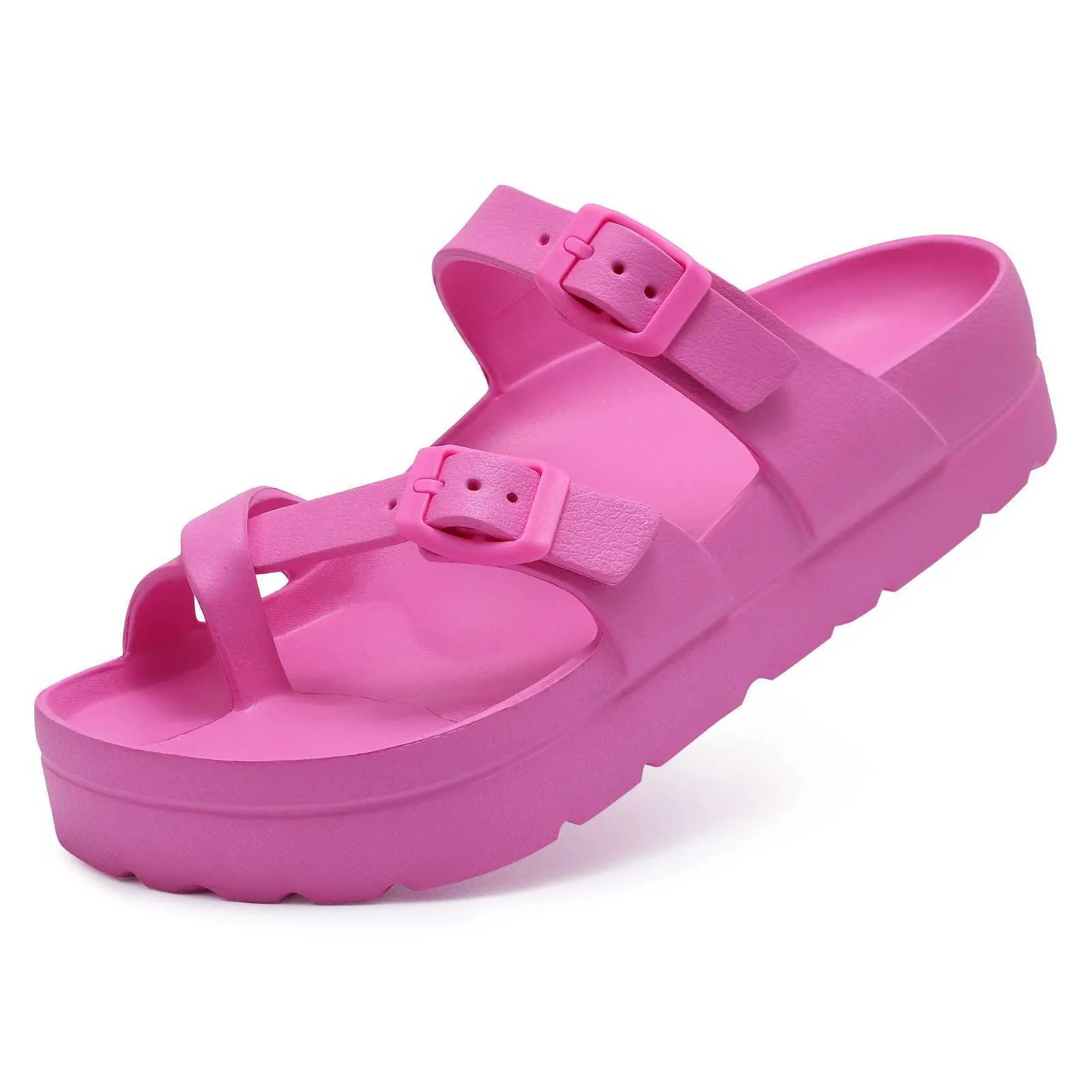 Kapcie Kimdi IC Platforme Sandals Women Modny stojak na bieliznę Eva z łukowatym wsparciem głębokie pięcie suwak na zewnątrz buty plażowe 4 cm H240328