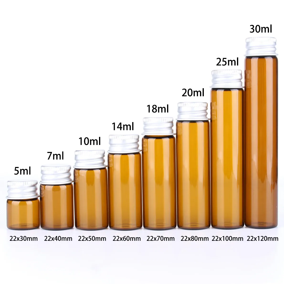 Słoiki 24 ml/7 ml/10 ml/14 ml/18 ml/20 ml/25 ml/30 ml bursztynowych butelki z aluminiowymi pokrywkami małe fiolki mini słoiki 8 rozmiarów Upick