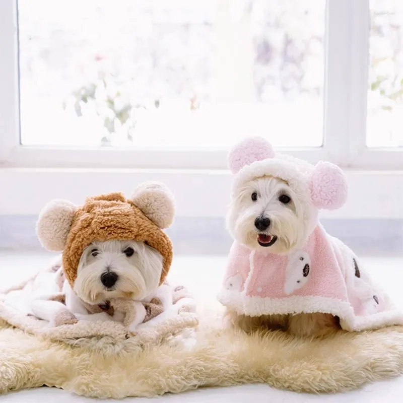 Одежда для собак, зимний плащ, ночная рубашка, теплая милая накидка с изображением медведя щенка, одеяло, товары для домашних животных для маленьких, средних и больших собак