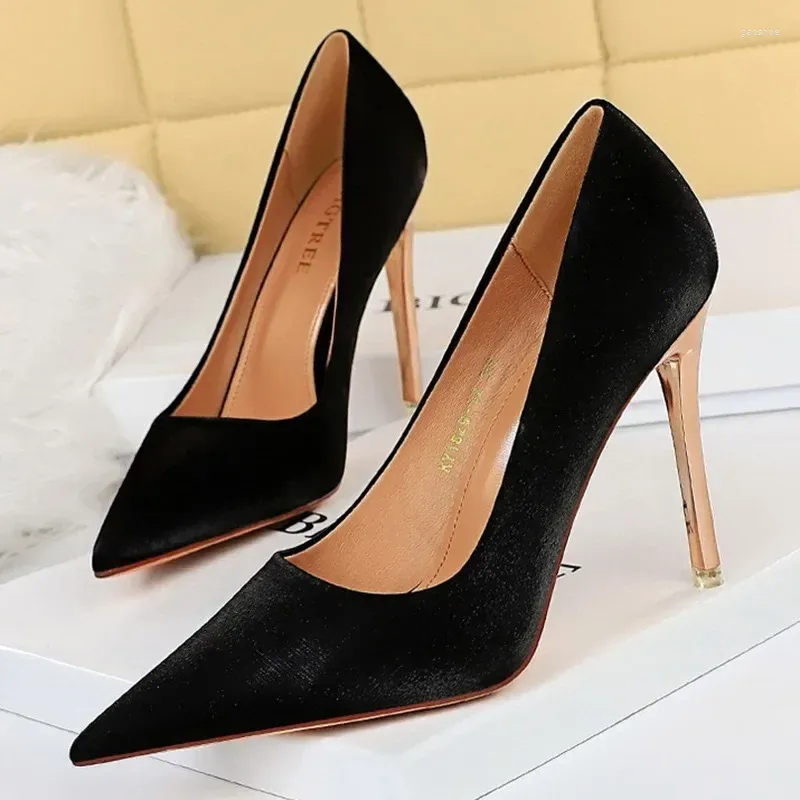 Robe chaussures femmes 10.5cm talons hauts pompes en soie mariage mariée stiletto vin rouge bleu dame bureau fête satin