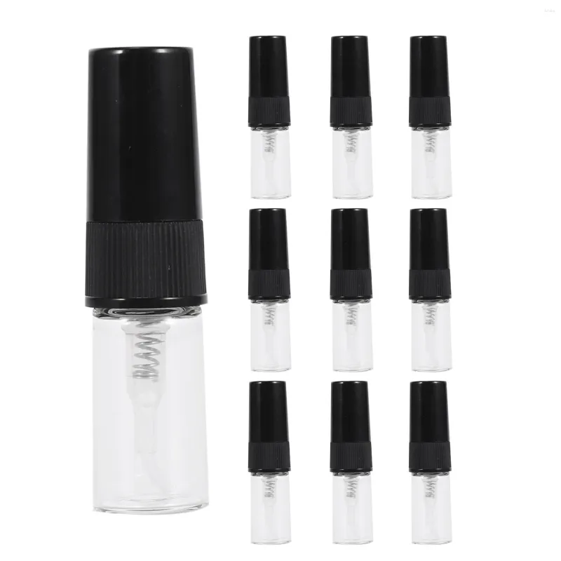 Lagringsflaskor 10st mini Portable Glass Parfymflaskor Travstorlek Tomma sprayflaskor (2 ml)