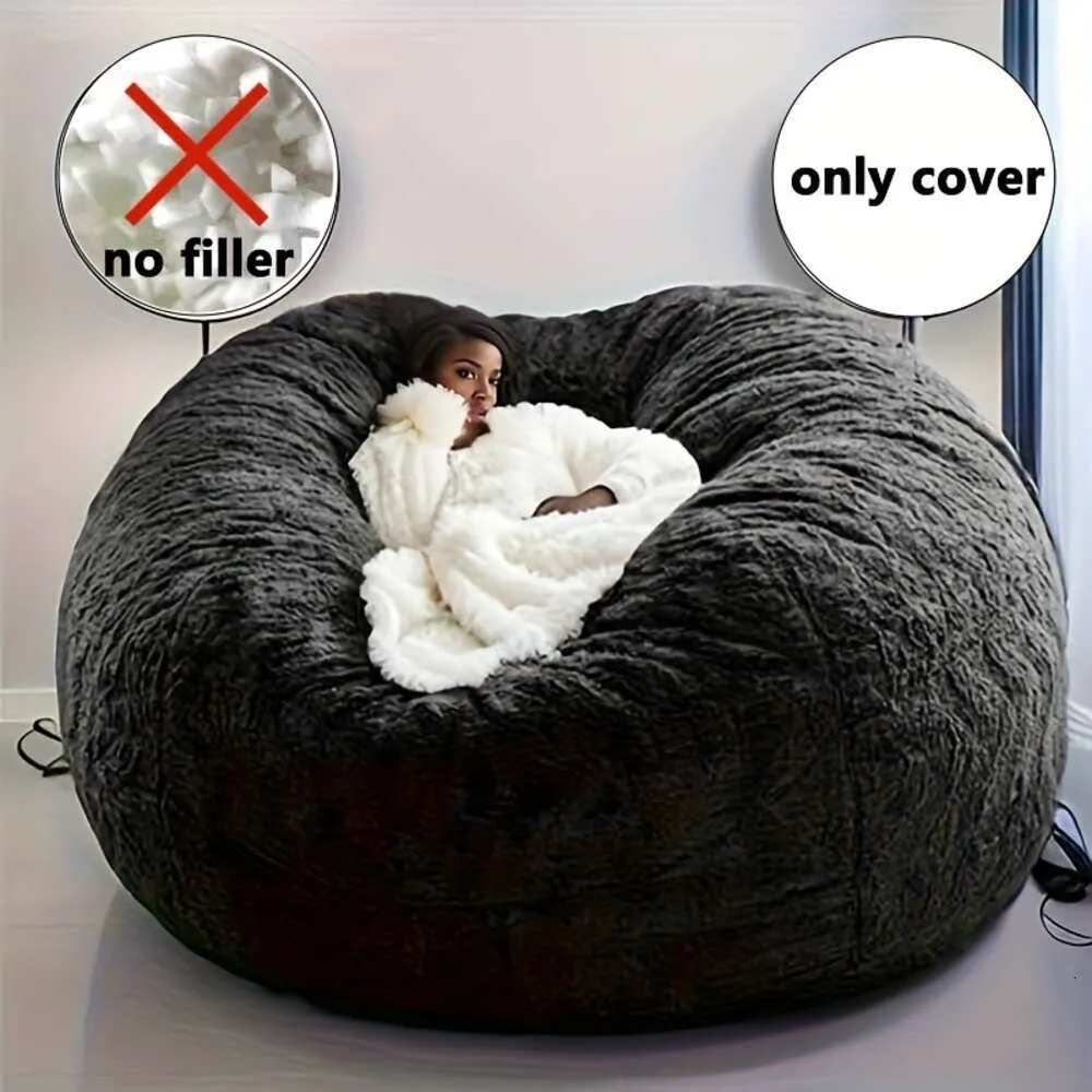 1pc Cozy Comfortable Sofa Bean Bag Chair Cover with Soft and Fluffy Texture for Living Room Office Home Decor (filling Not Included)