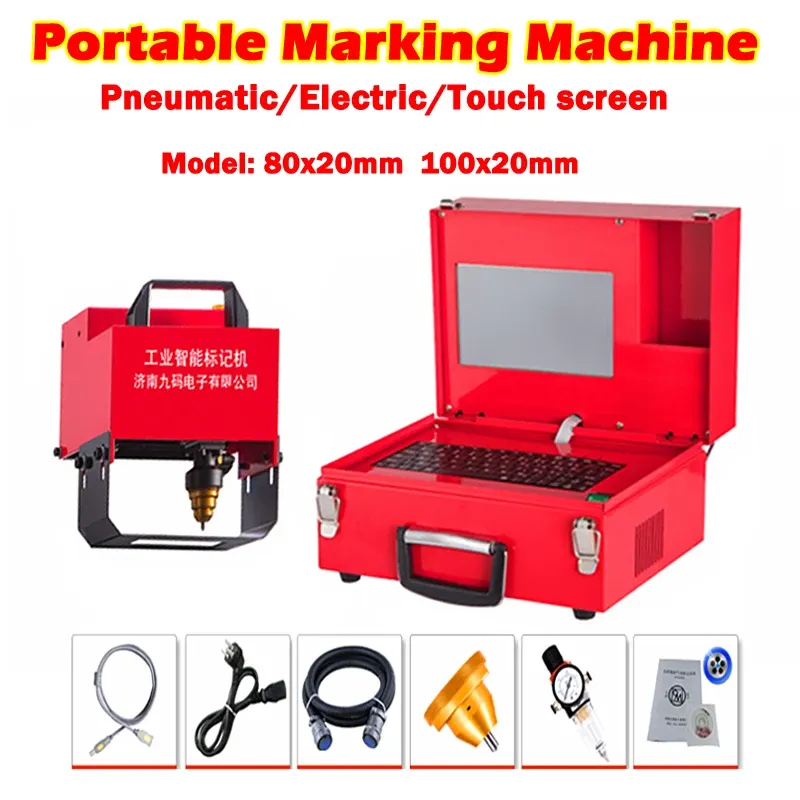 100x20mm Portable Electric Pneumatic Namnplatta Markering Maskin Metalltryck Kod Gravering för cylindernummer Framplottare