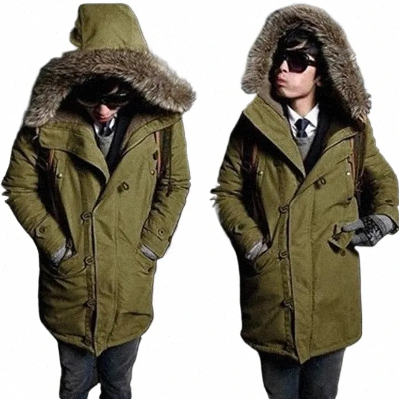 Hommes épaissir veste Parkas chaud mi-long laine vestes de fourrure manteau 2020 nouvelle jeunesse épais Veet épais à capuche Cott-rembourré veste D3Ld #