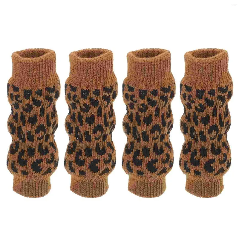 Vêtements pour chiens 4pcs chaussettes pour animaux de compagnie chaussettes d'hiver bas protecteur de jambe anti-sale pour chiens (taille M léopard)