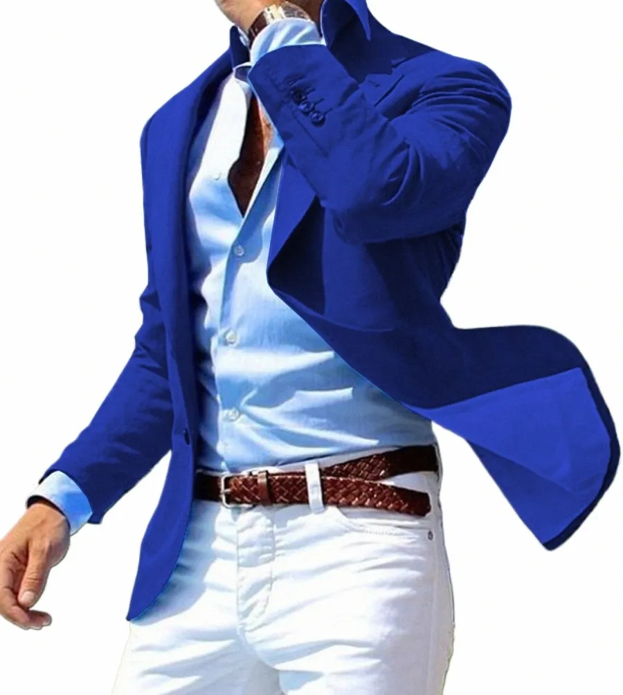 2020 Royal Blue Men's Suit One Butt 2 Pieces Formal Lapel Flat Busin Tuxedos Tailcoat Groomsmen For WeddingBlazer+Pants j0di#