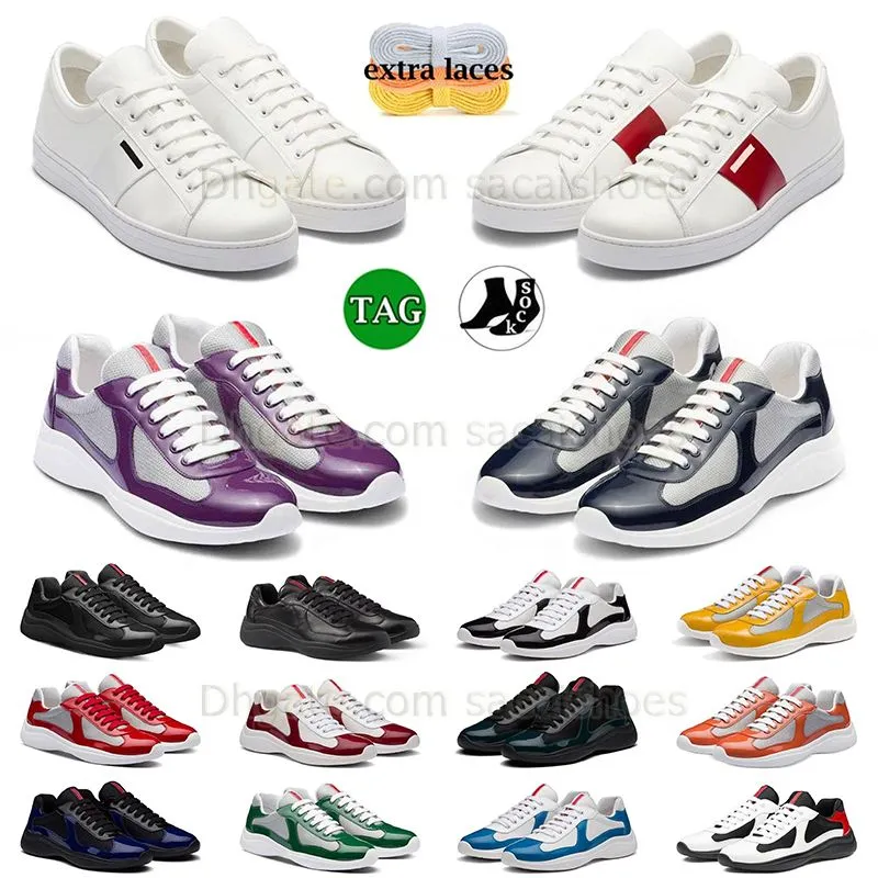 2024 Dhgates Sneakers Prad Moafers Sapatos Casuais America Cup Love Prads Panda Plataforma Running Shoe Malha Costura Genuína Couro Nylon Tecido Respirável Treinadores