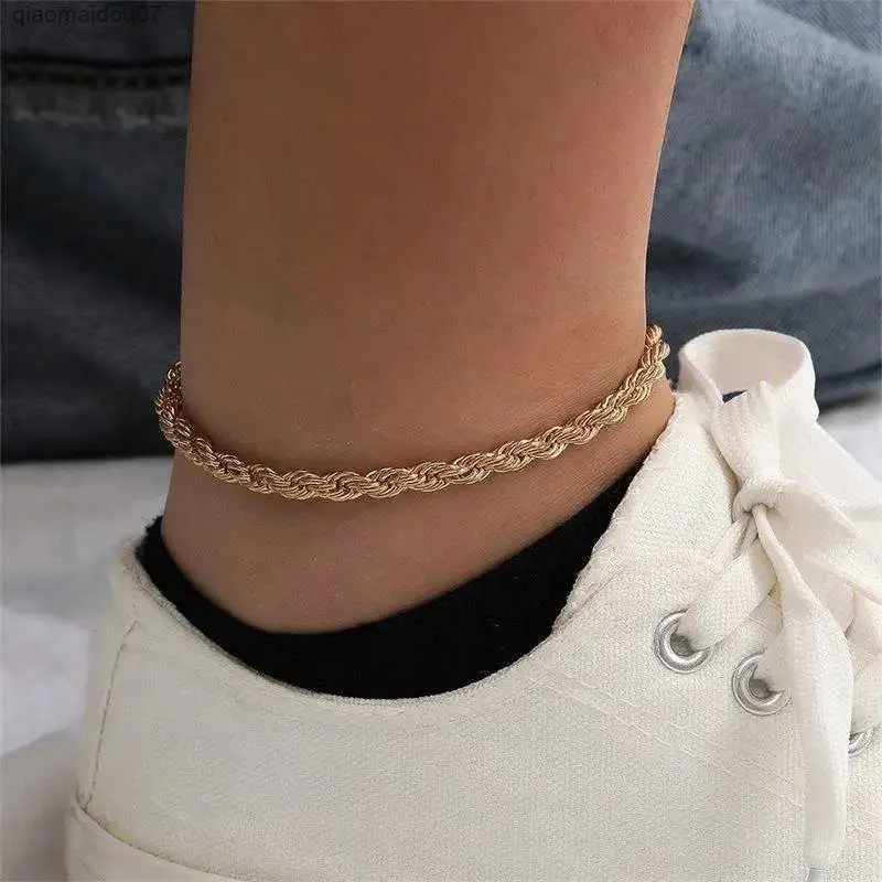 Anklets Stainless steel rope chain ankle bracelet suitable for women pure gold 3mm 4mm bracelet leg accessories fashionable womens jewelry XC049L2403