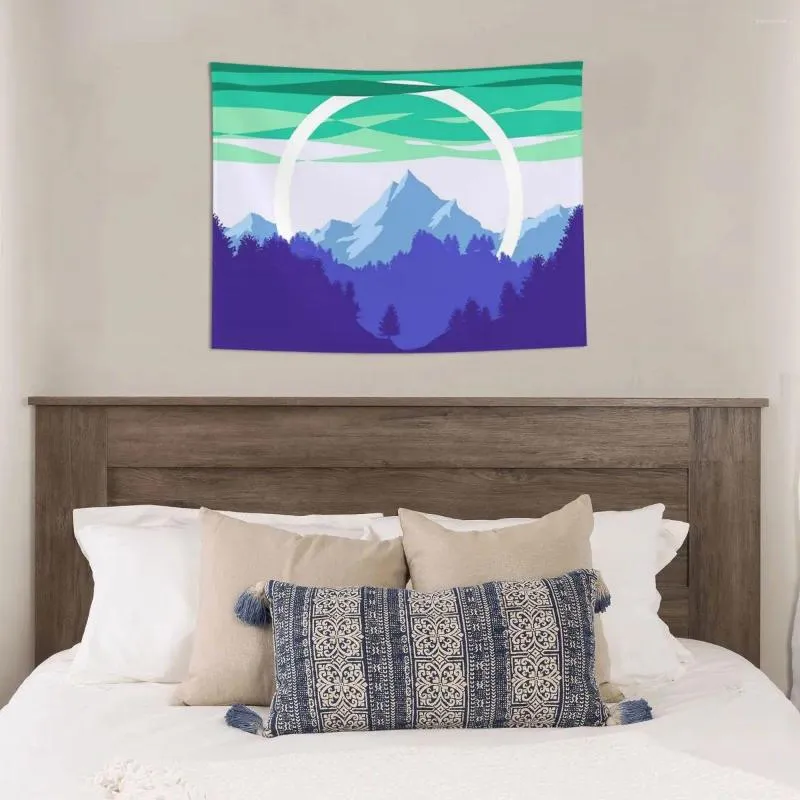 Tapices Pride Mountain (diseño sutil de bandera gay) Tapiz para colgar en la pared, decoración estética del hogar para sala de estar y dormitorio