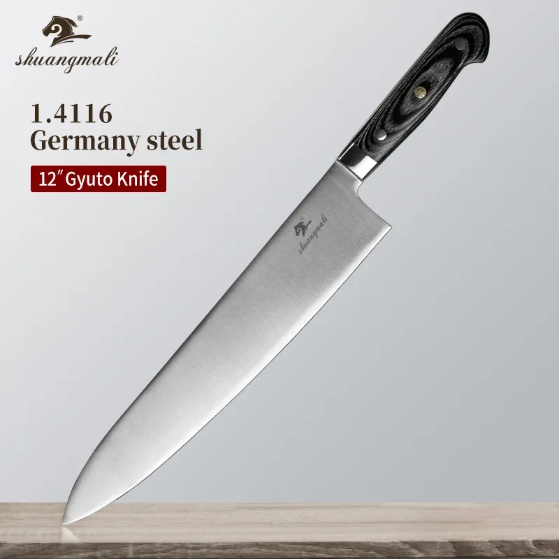 Gravestones 12 Inch Hight Quality Cleaver Gyuto Knife Germany 1.4116 Steel Kitchen Tool Professional Vegetable Slicing Cutting Meat Chef