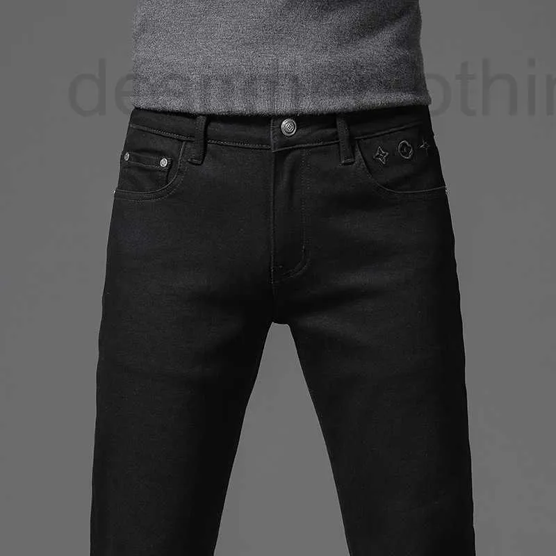 Mäns jeans designer designer höst mode märke mens koreanska smala fit byxor smala passform tjock high end europeiska ungdomar byxor bd1a 99zx