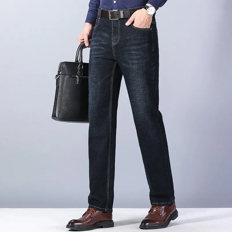 Jeans da uomo e da donna di marca, dritti, elastici, in cotone, da uomo, stile casual classico, pantaloni in denim, taglie grandi, 28-40_voghion.com