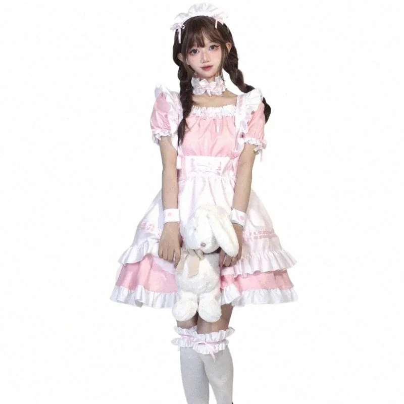 Японская готическая Sissy Maid Dr Sweet School Girl Halen Party Maid Role Play Костюм Kawaii Pink Animati Show Outfits 5XL m6dy #