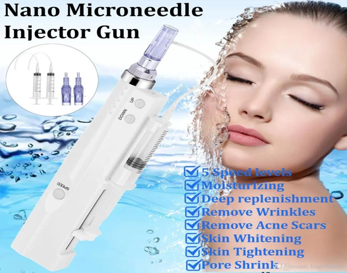 2 I 1 Mesoterapi Meso Gun Electric Derma Pen Micro Needle Dermastamp Anti Aging Ansiktsskötsel Beauty Machine DHL2234369