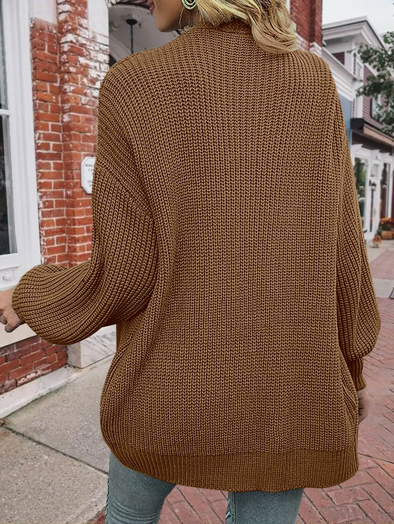 Oversized Chunky Knit Cardigan for Women - Open Front, Long