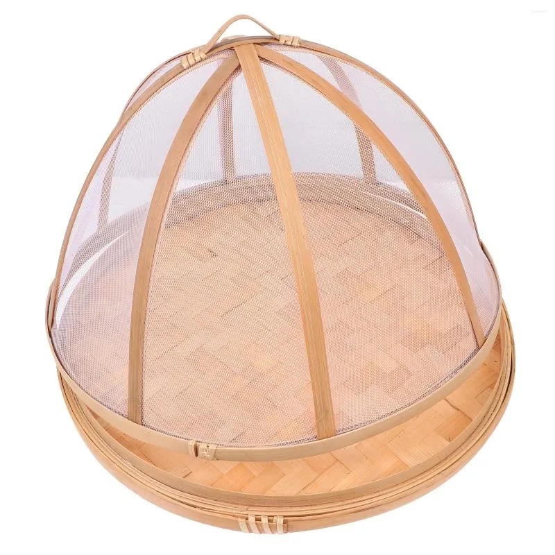 Servis uppsättningar myggskydd picknickkorg pålitlig dammtät maträtt skyddande bricka kök bambu väver förvaring tält