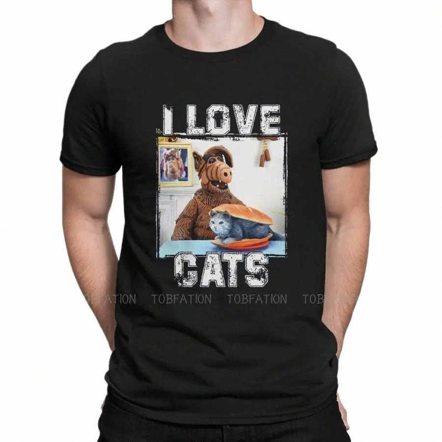 Оригинальные футболки Alf TV I Love Cats Fan Art Classic Persalize Homme Футболка Новые трендовые топы 6XL T12c #