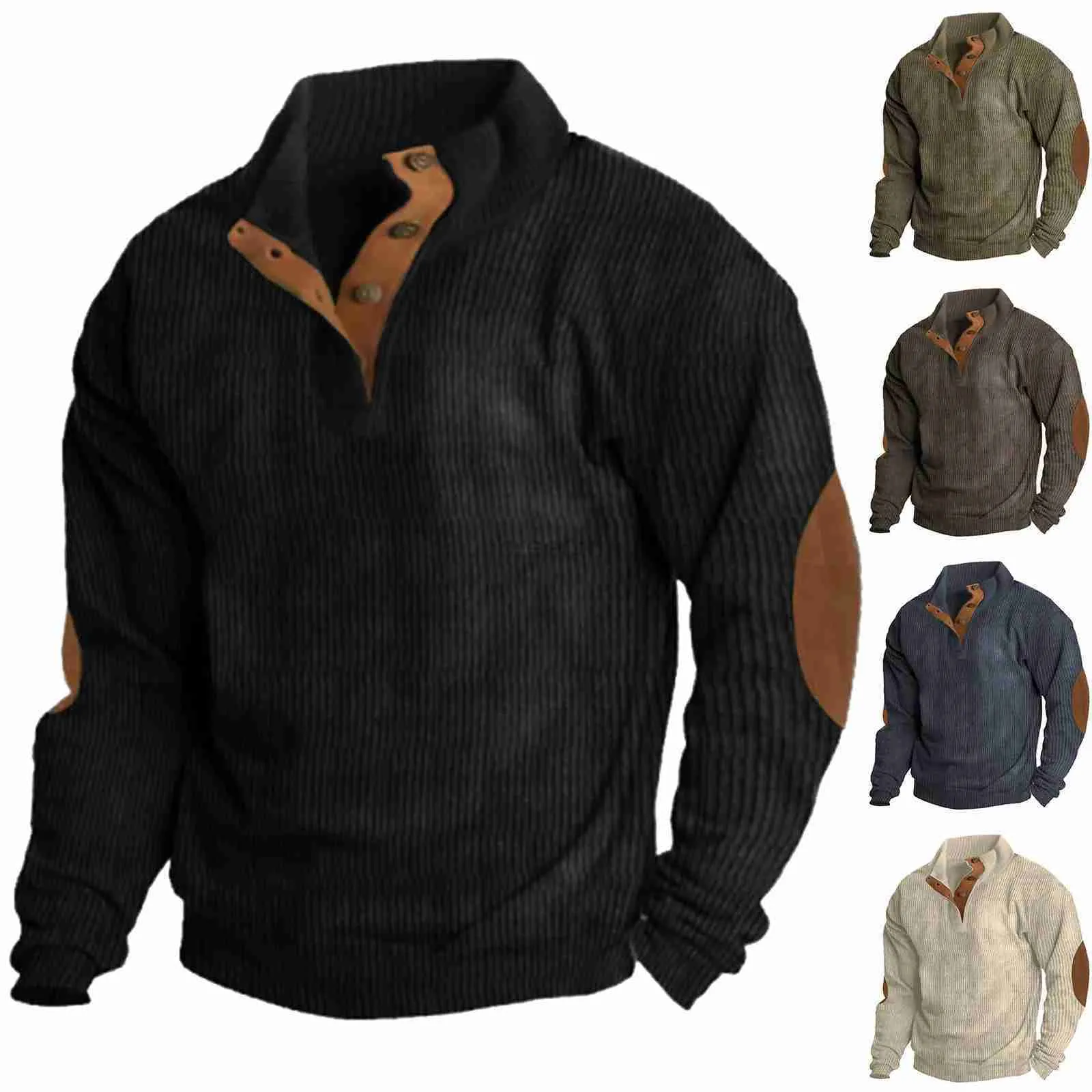 Heren Hoodies Sweatshirts Heren Hoodless Sweatshirt Vintage Casual Losse Pullover Tops Comfortabele gesp Opstaande kraag Trui met lange mouwen Hoodie Corduroy 24328
