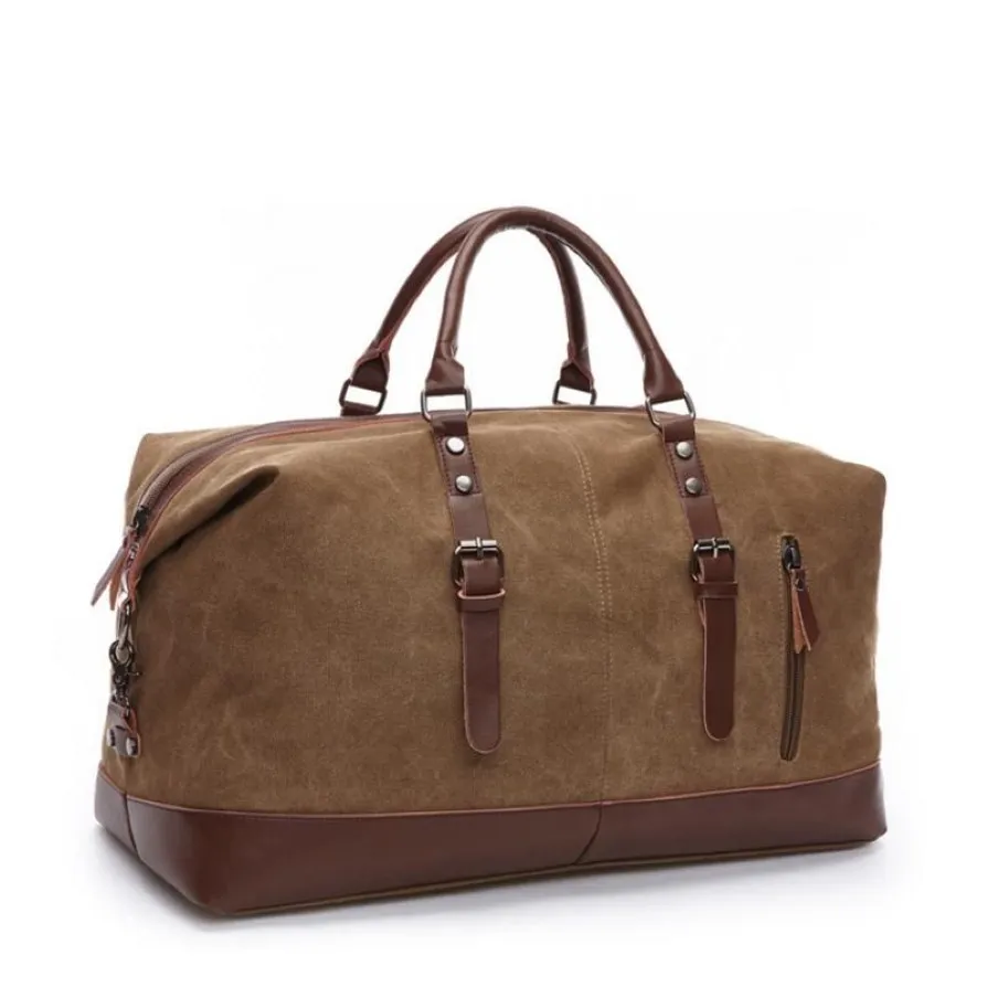 Plunjezakken Grote Capaciteit Mode Reistas Voor Man Vrouwen Weekend Canvas Lederen Duffle Draagbare Draagbagage Handbags205a