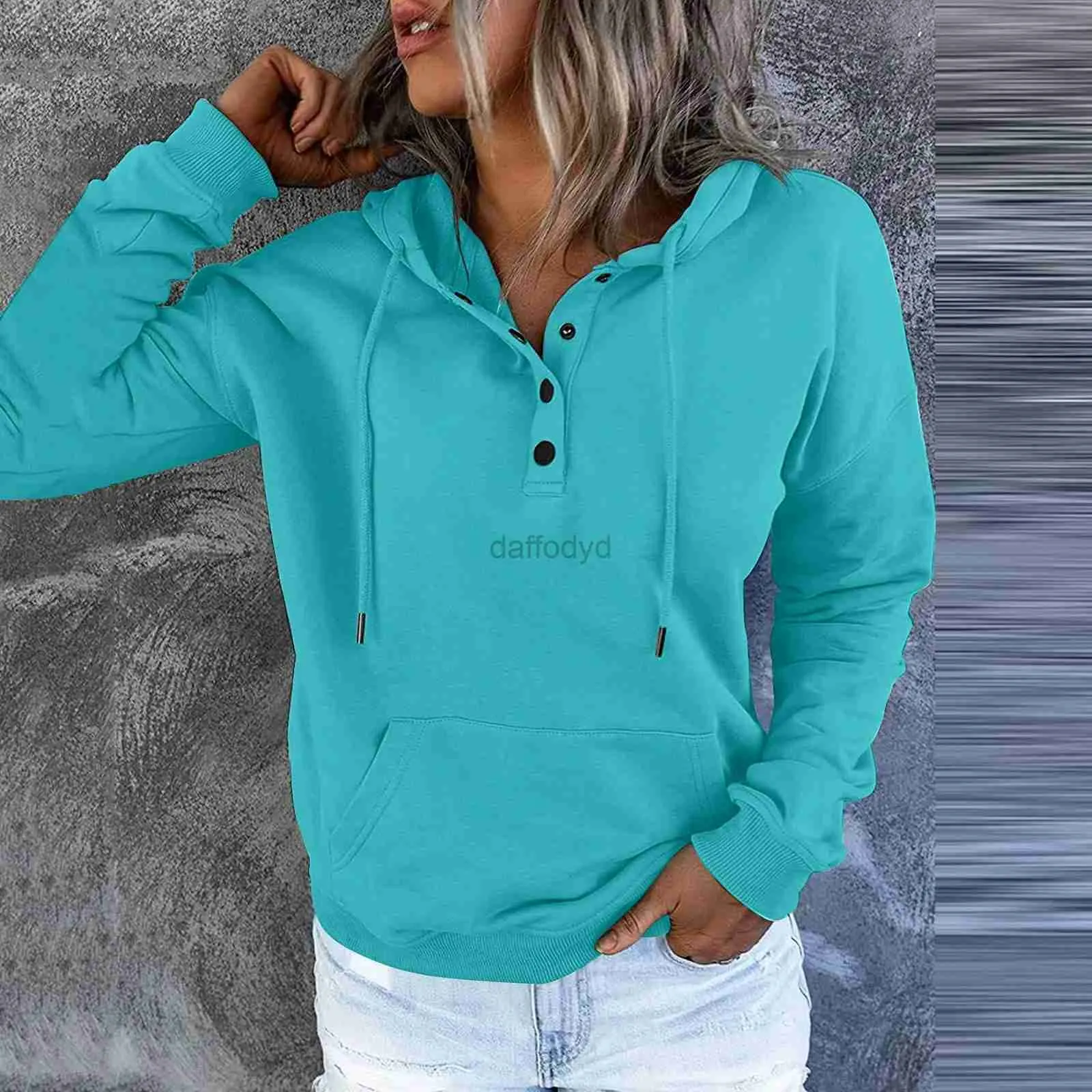 Damen-Kapuzenpullover, Sweatshirts, lässig, bequem, rein, für Frühling und Herbst, Kapuzenpullover, Kordelzug, Tasche, klassisch, solide, Kapuzenpullover, Oberteile 24328