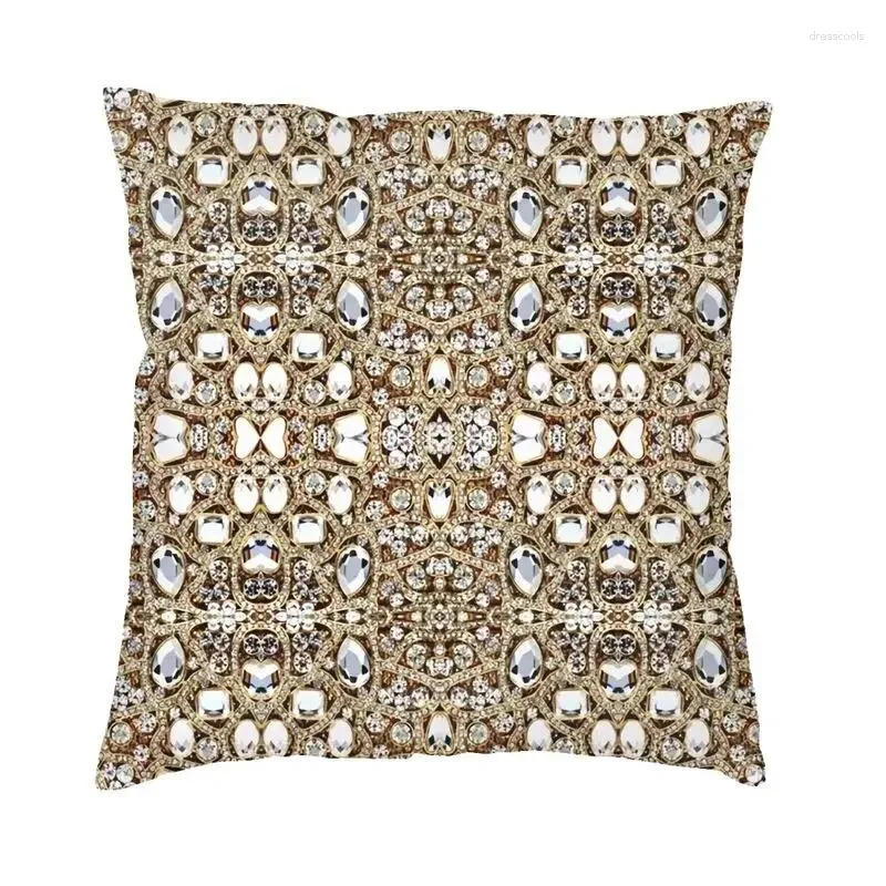 Pillow Modern Jewelry Gemstone Silver Crystal Cover Polyester Glitter Rhinestones Diamonds Case For Living Room