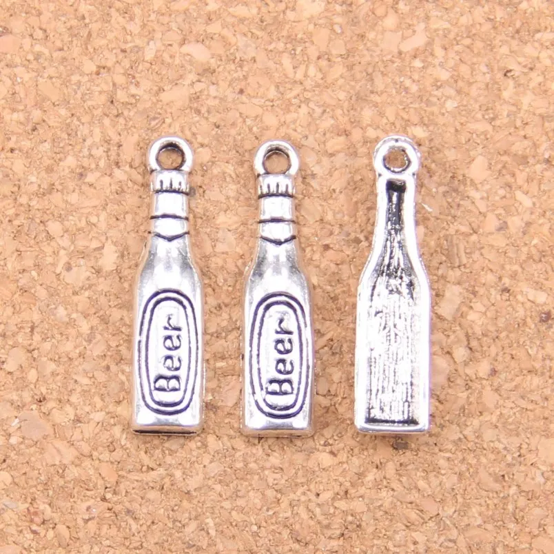 150pcs Antique Silver Bronze Plated beer bottle Charms Pendant DIY Necklace Bracelet Bangle Findings 24 6mm286f