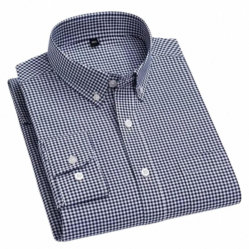 新機能hight-qulity100％cott lg-sleeve shirts for men slim fit curical soft plaid tops sligleポケットハウンドトゥース服＃＃