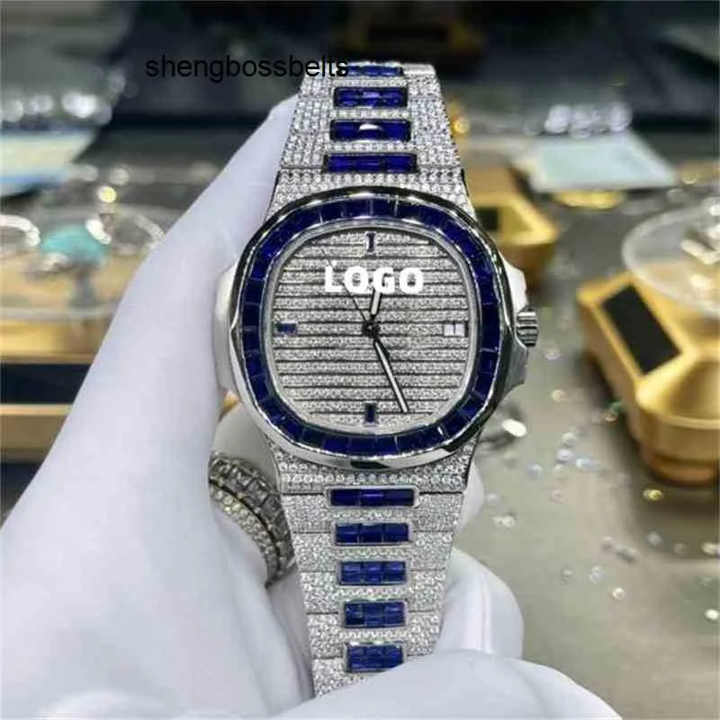 فاخرة مخصصة T sapphire Watch 5711 Automatic Ice Cube Healton 18K Gold VVS Moissanite Diamond Watches