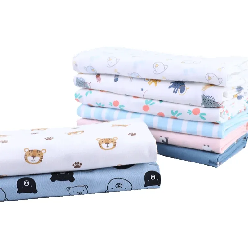 Tissu 45X175CM tissu de Jersey Spandex imprimé de bande dessinée animale tissu Lycra coton tricoté tissu extensible pour coudre des pyjamas de sous-vêtements pour enfants