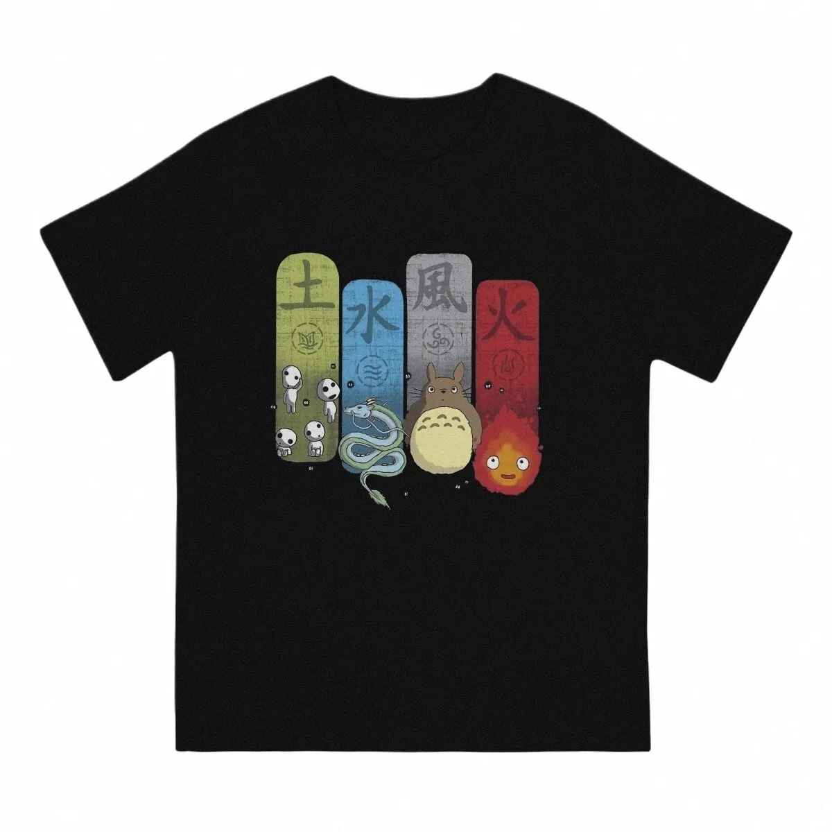 Vier Männer T Shirt Spirited Away Anime Vintage Tees Kurzarm Rundhals T-Shirts Cott Geschenk Idee Kleidung p8ZG #