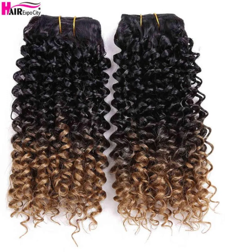 8quotjerry Curly Bundles Ombre Hair Synthetic Weave Extensions for Women Heat Motent Fiber 2PCSpack Expo City 2206104671754