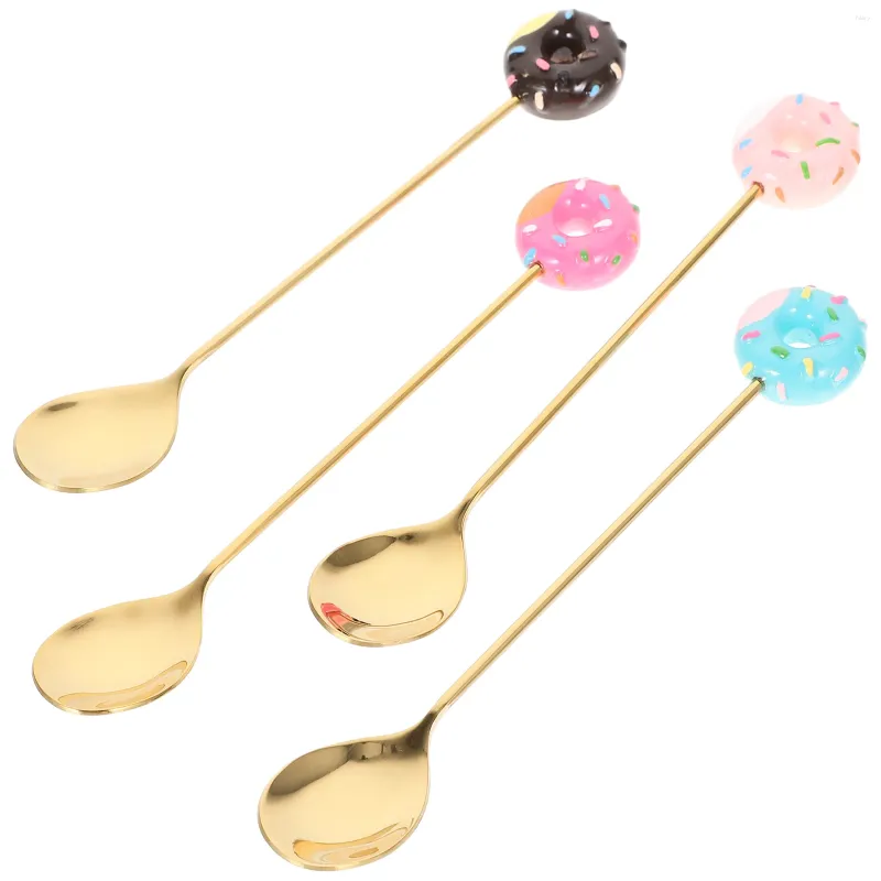 Spoons 4Pcs Long Handle Stirring Spoon Cocktail Stainless Steel Mixing For Chocolate