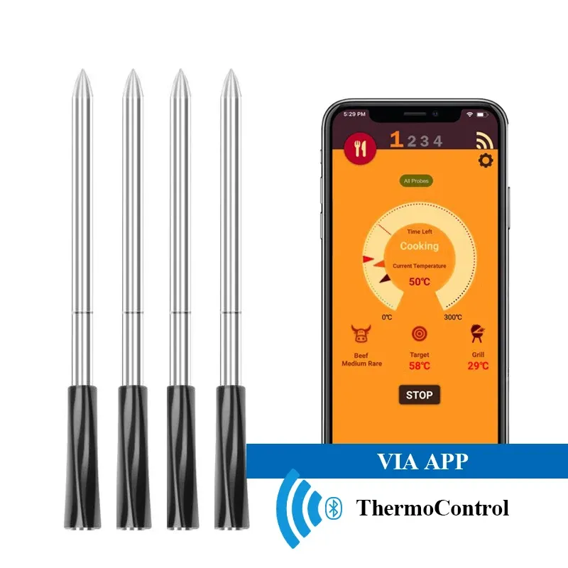 Accessoires Thermomètre à aliments de viande intelligente sans fil pour le fourgon de fourgon à fourgon BBQ ROKING CUISINE BLUETOOTH TEMPETY SAPE RESTAYAGE