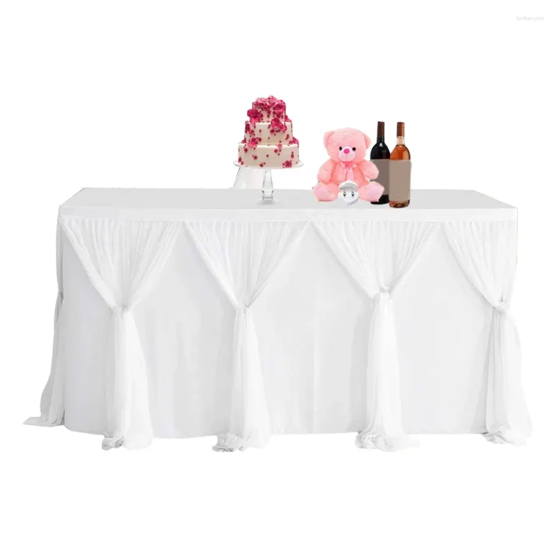 Jupe de Table Style rayé, couverture, tissu de Table rectangulaire en Tulle, décoration de fête d'anniversaire et de mariage
