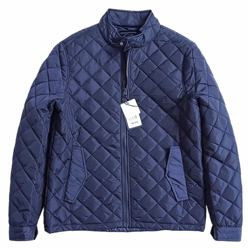 Mens Lightweight Quilted Jacket Autumn Winter Diamond Plaid Coat