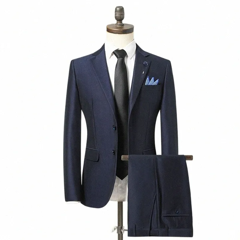 Leczenie luzu Blazer+ Western Pants Męski busin dżentelmen butikowy styl hostingowy garnitur 2-częściowy Q6MT#