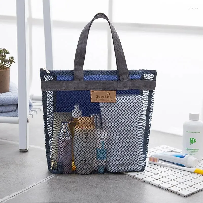 Sacs à cosmétiques pour femmes, sac de bain de plage, de gymnastique, rangement Portable, organisateur de douche en maille de natation en plein air