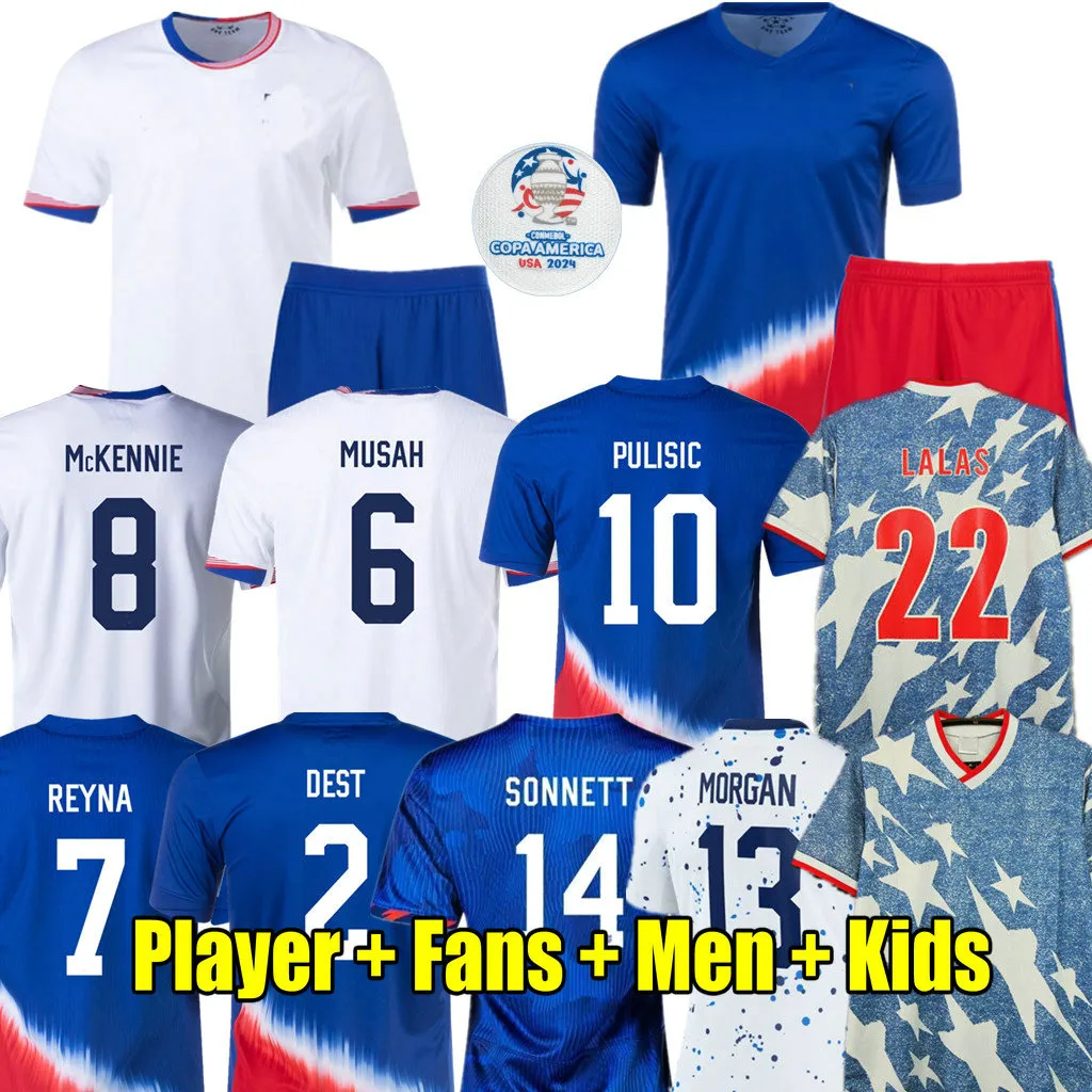 Pulisic 2024 United States McKennie 24 25 Soccer Jerseys 2023 2024 McKennie Reyna Weah Swanson Usas Morgan Rapinoe 1994 Men Woman Kids Kit Football Shirt Lalas