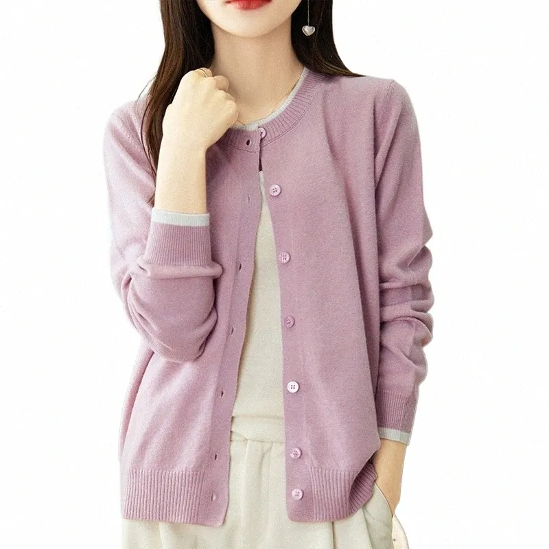 SZDYQH HOT SALE SPRING SPRING Women 's Cardigan 100% 최악의 양모 니트 스웨터 세련된 스웨터 치명적인 코트 ONECK Looke Light Size Jacket D9Go#