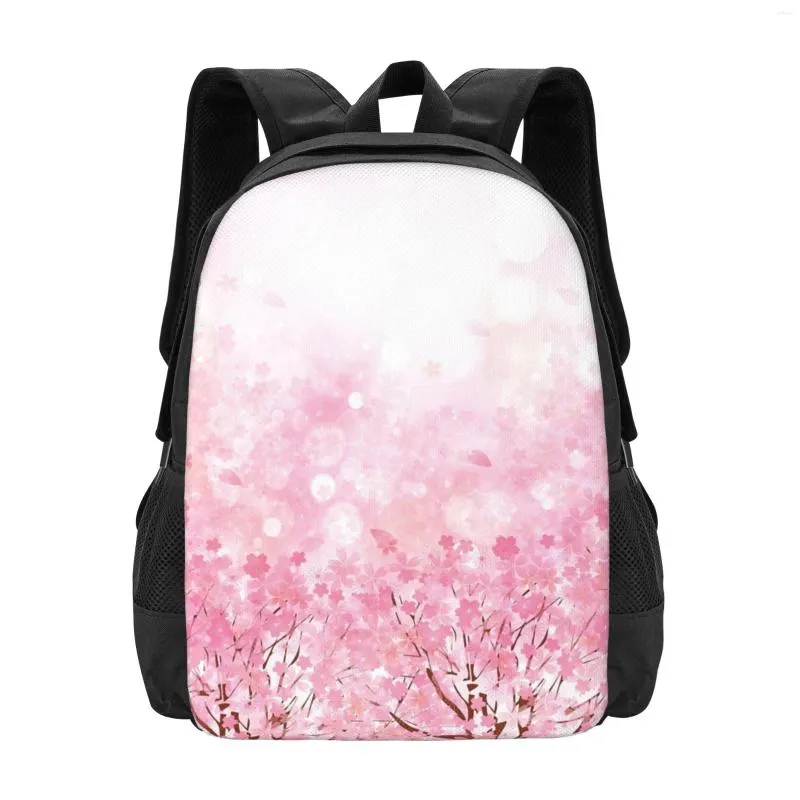 Sac à dos dessin animé cerisier arbres en fleurs classique de base toile école sac à dos décontracté bureau pour hommes femmes