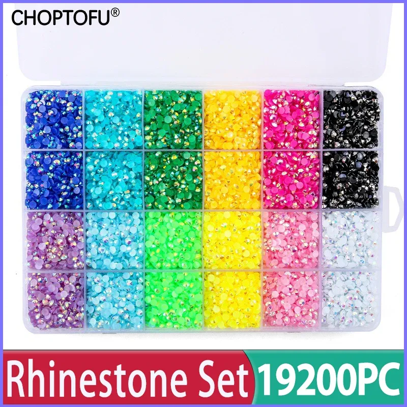 Tips 19200pc/box 24 Grids Nail Art Decorations Flatback Diamond 12 Colors Ab Rhinestones Set 3/4/5mm Crystal Resin Nail Rhinestones