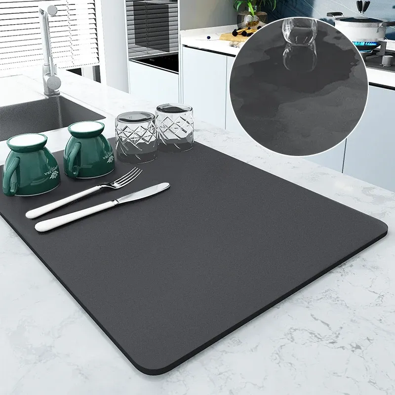 Albums Nordic Absorberende Koffiematten Effen Kleur Servies Mat Keuken Schotel Drogen Pad Fles Servies Placemat Vloerkleed Sneldrogend