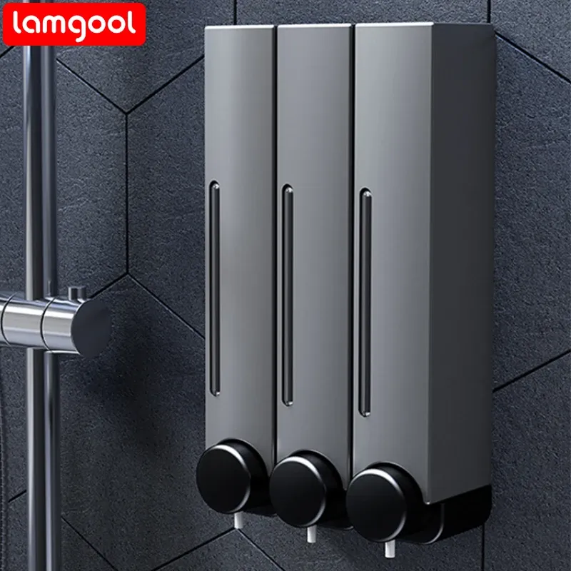 Dispensers Lamgool 420Ml Bathroom Soap Dispenser Manual Wall Mounted Hand Sanitizer Kitchen Press Type Shampoo Dispenser Bathroom Supplies