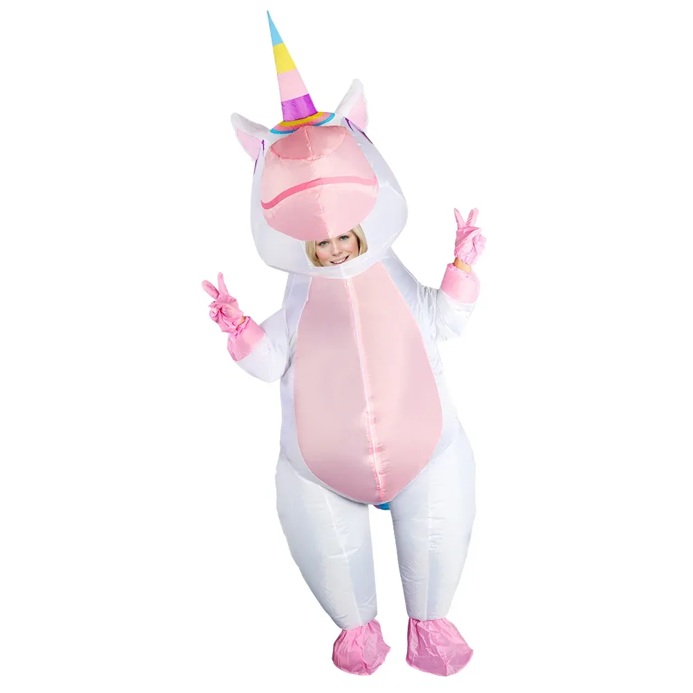 Pennelli Ourwarm Unicorn Iatable Costume Decorazione di Halloween Costume intero per unicorno ad aria gonfiata per uomo e donna Forniture cosplay