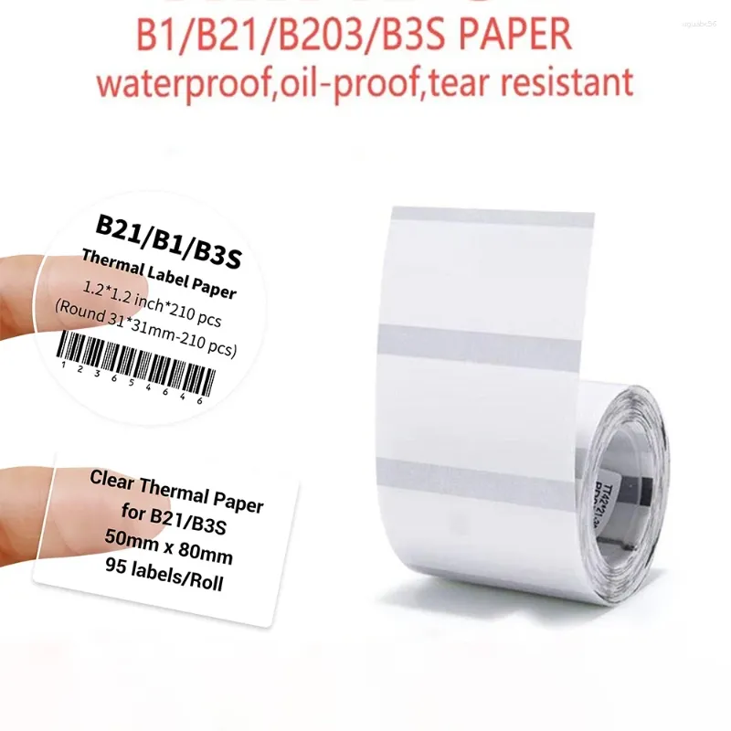 Papel de etiqueta autoadesivo transparente Nimbot B1 para mini impressora térmica portátil Etiqueta redonda B21 Etiquetas Niimbot