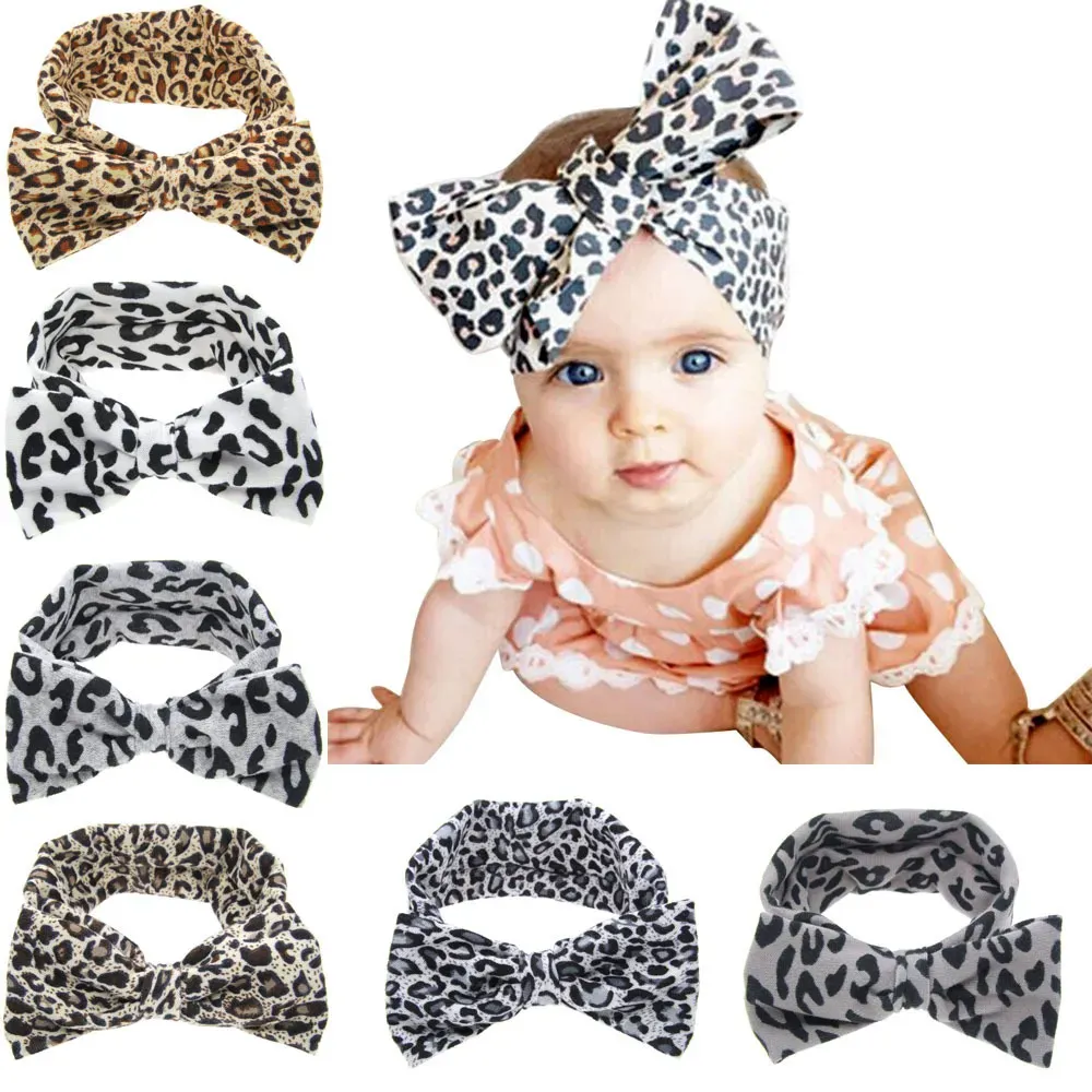 Baby Girls Print Leopard Opaski na głowę maluch bawełna dziobowy dziobowy dzieci dzieci akcesoria włosów w stylu boho niemowlę zz