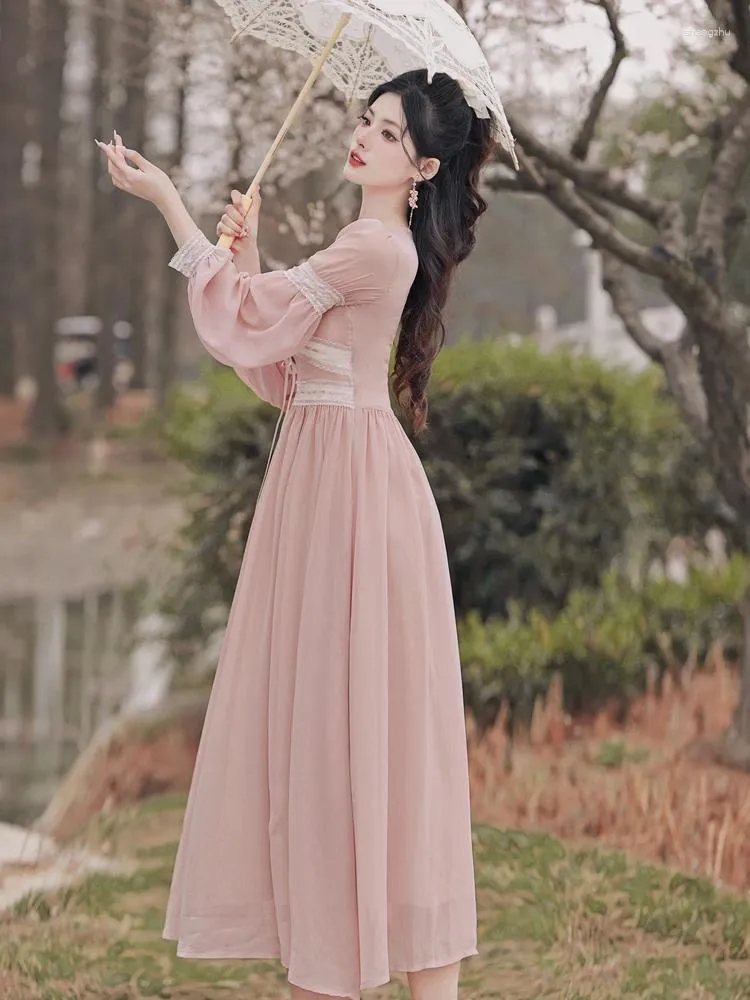 pink chiffon dress
