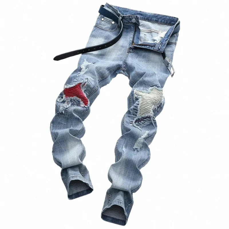 Jeans para hombre Ropa retro Medio BearHip Hop Street Denim Distred D Efecto Casual Fi Pantalones Plus Tamaño R8AP #