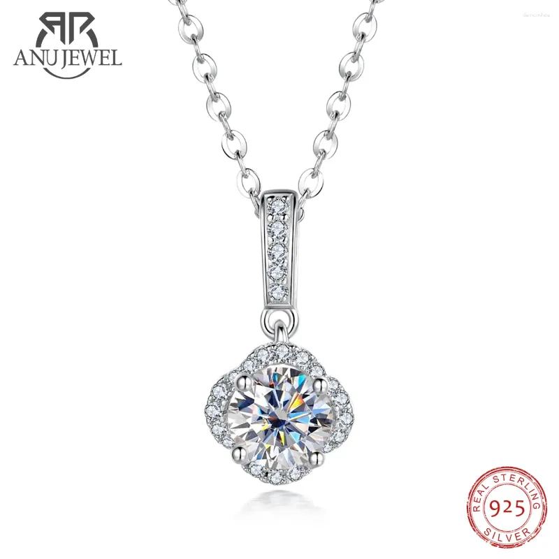 Pendentifs AnuJewe 1ct D couleur Moissanite diamant chanceux quatre feuilles pendentif 925 en argent Sterling 40 2 3CM collier pour femmes cadeaux en gros