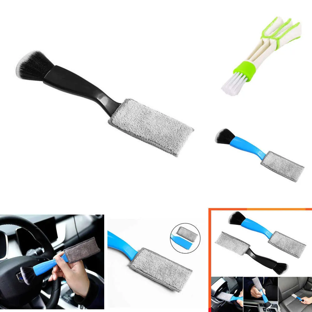 Uppgradera Ny dubbel Ended Soft Brush Car Dashboard Air Outlet Vent slit Hemtangentbord Rengöring Detalj Duster Sweeping Brushes Washing Tool